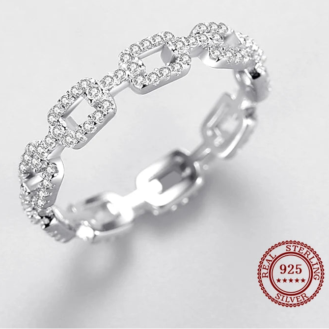 925 Sterling Silver Hollow Geometric Ring