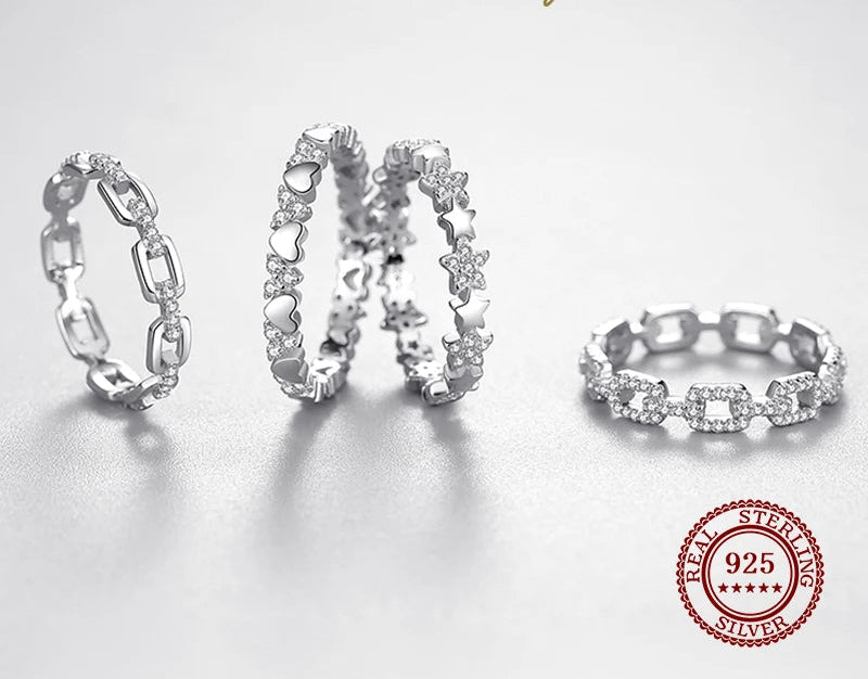 925 Sterling Silver Hollow Geometric Ring