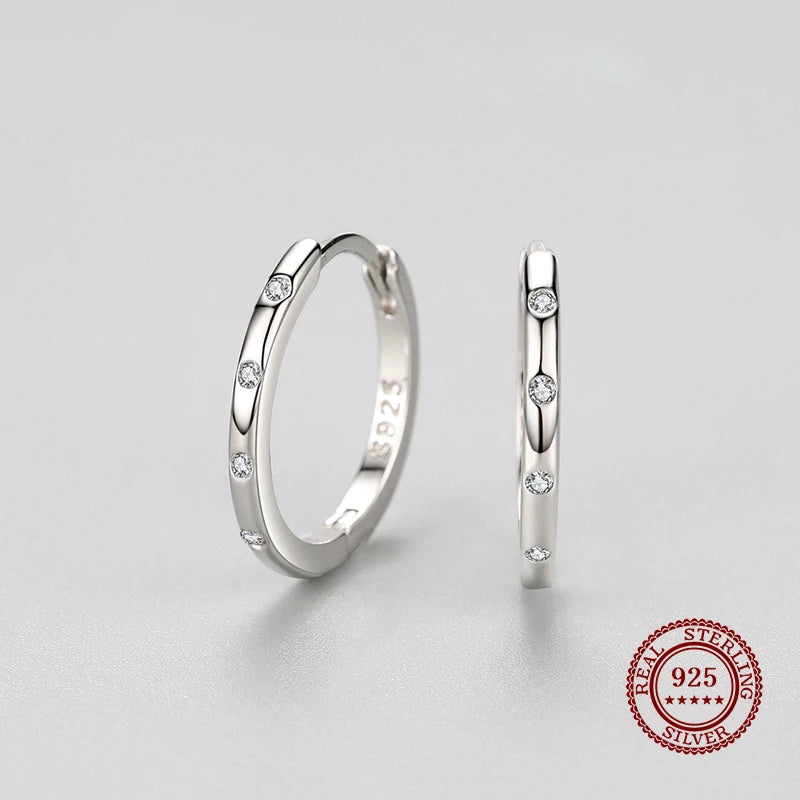 925 Sterling Silver Round CZ Earrings