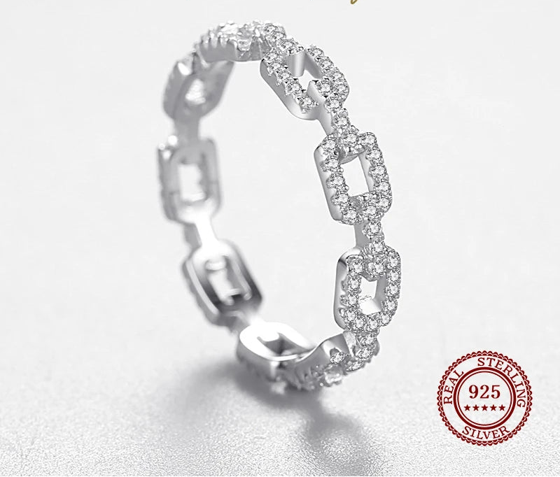 925 Sterling Silver Hollow Geometric Ring