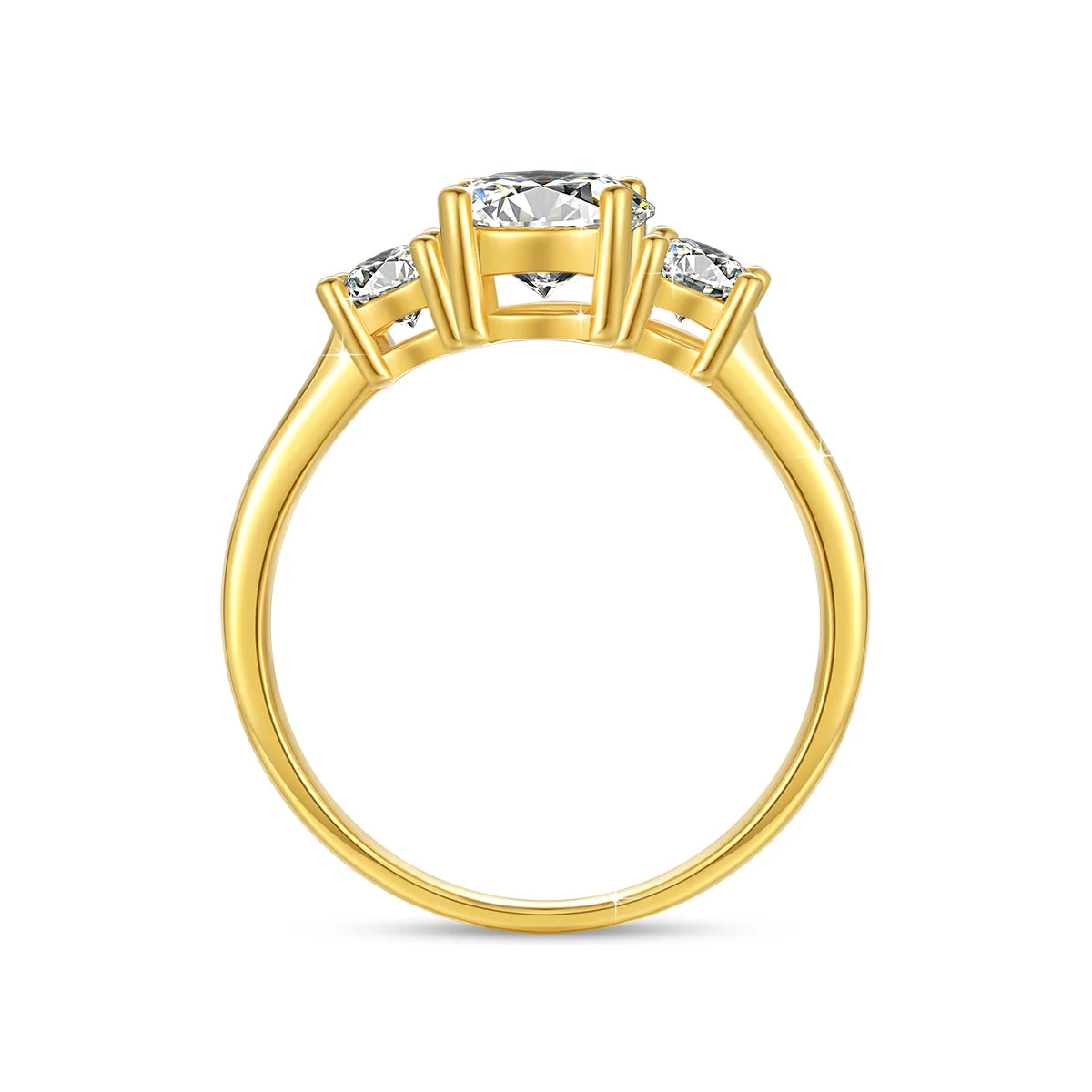 18K Gold 3-Stone Moissanite Ring – Certified Luxury Engagement Jewelry