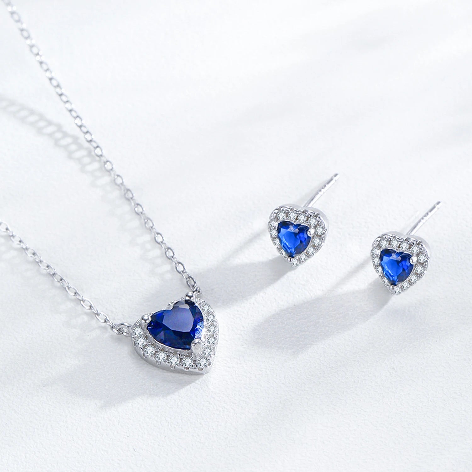925 Sterling Silver Blue Heart “Love Forever” Pendant Necklace