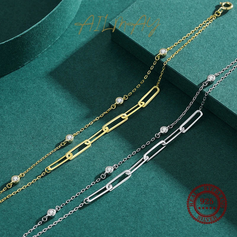 925 Sterling Silver Round Zirconia Adjustable Bracelet