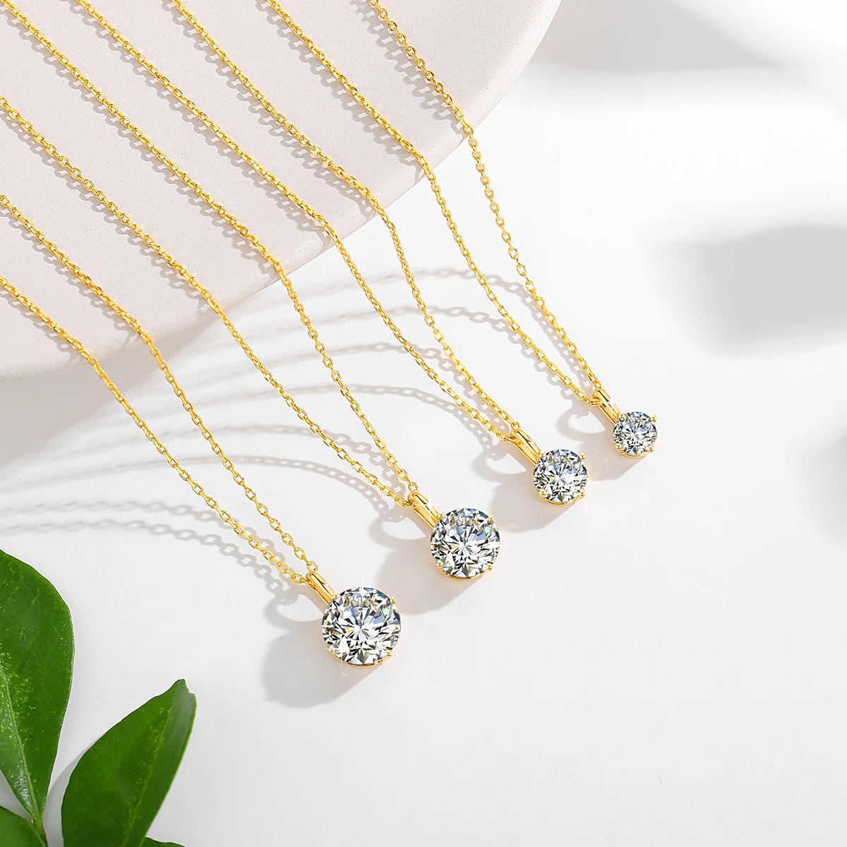14K Gold Moissanite Pendant Necklace – 0.5ct to 3ct Certified