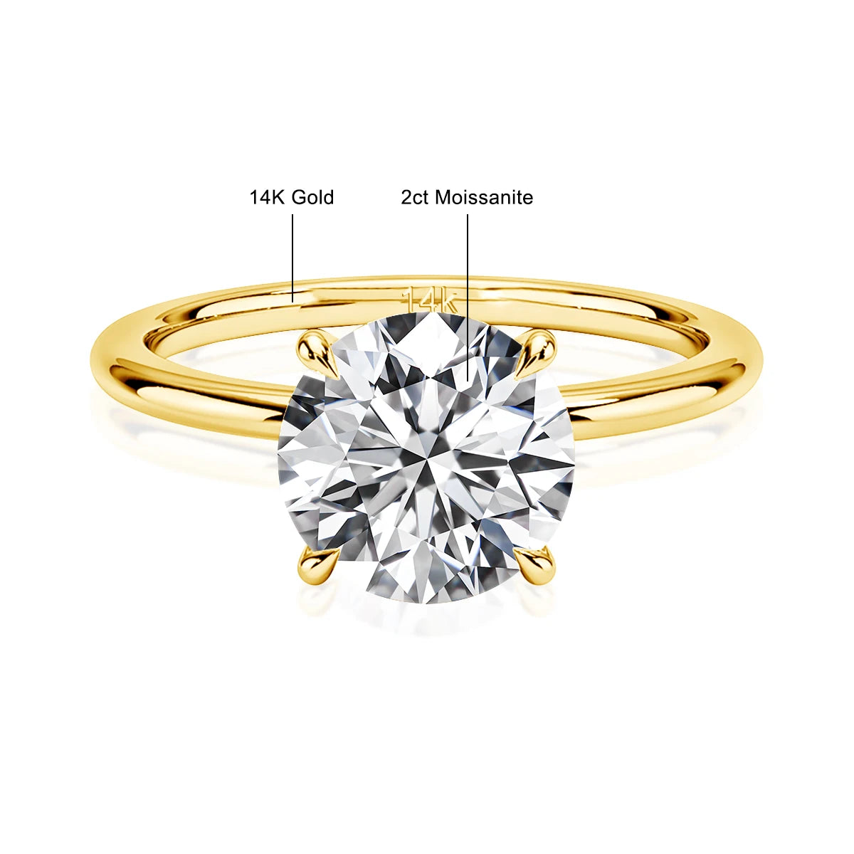 14K Gold Oval Moissanite Engagement Ring