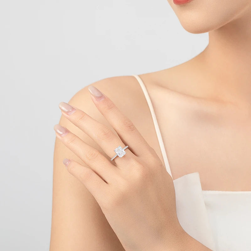 925 Sterling Silver Rectangle Zircon Ring