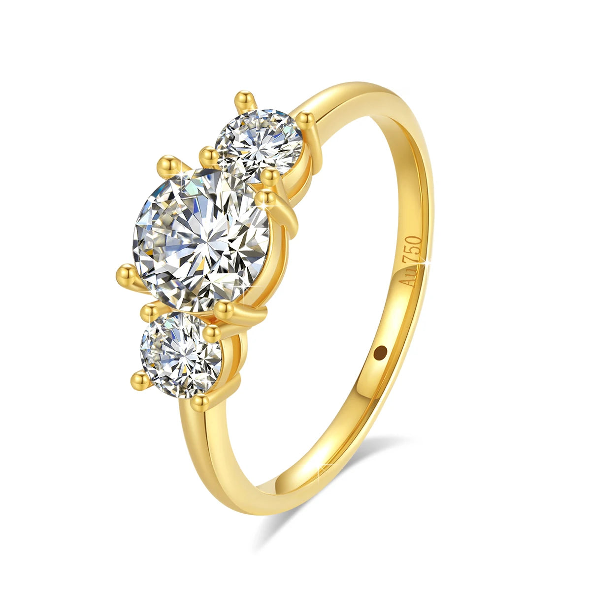 18K Gold 3-Stone Moissanite Ring – Certified Luxury Engagement Jewelry