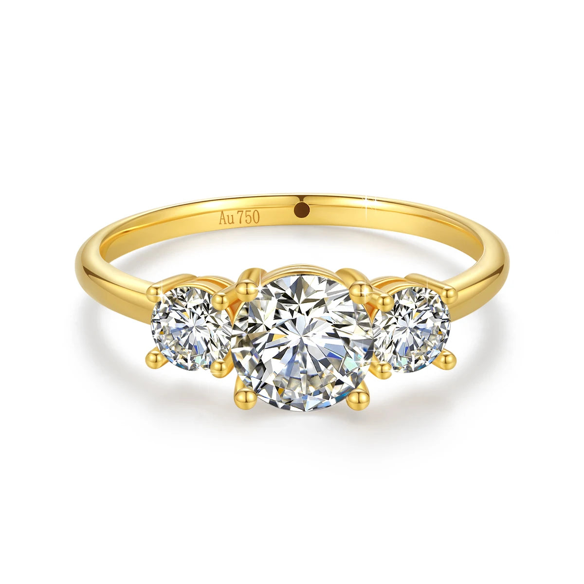 18K Gold 3-Stone Moissanite Ring – Certified Luxury Engagement Jewelry