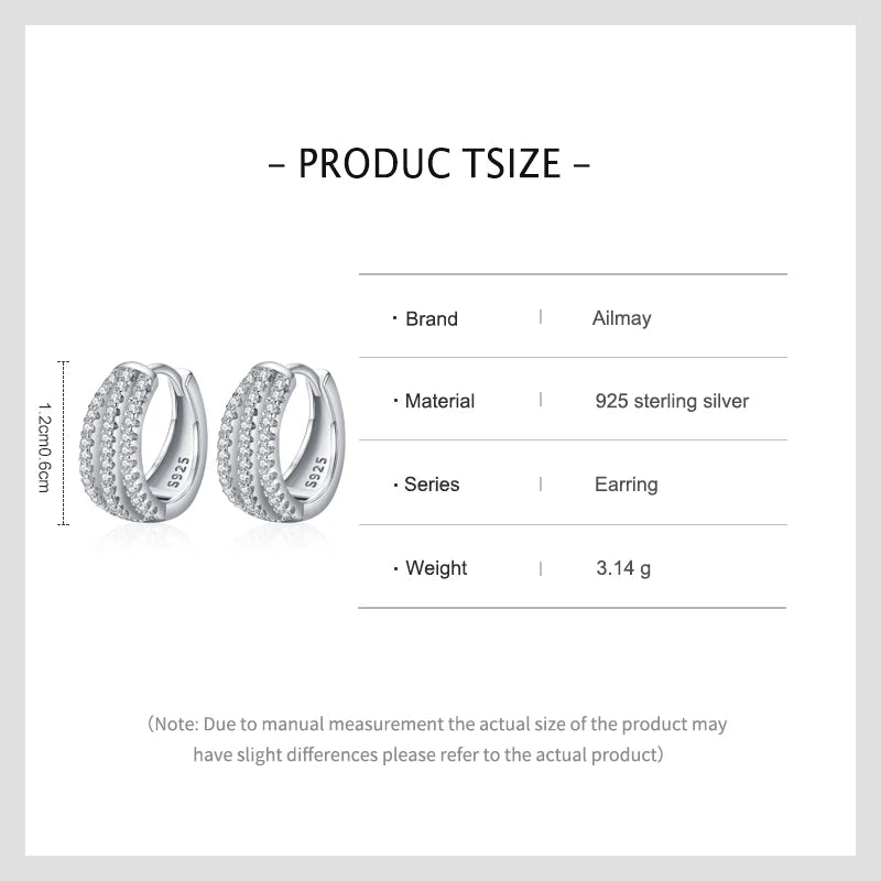 925 Sterling Silver CZ Hoop Earrings