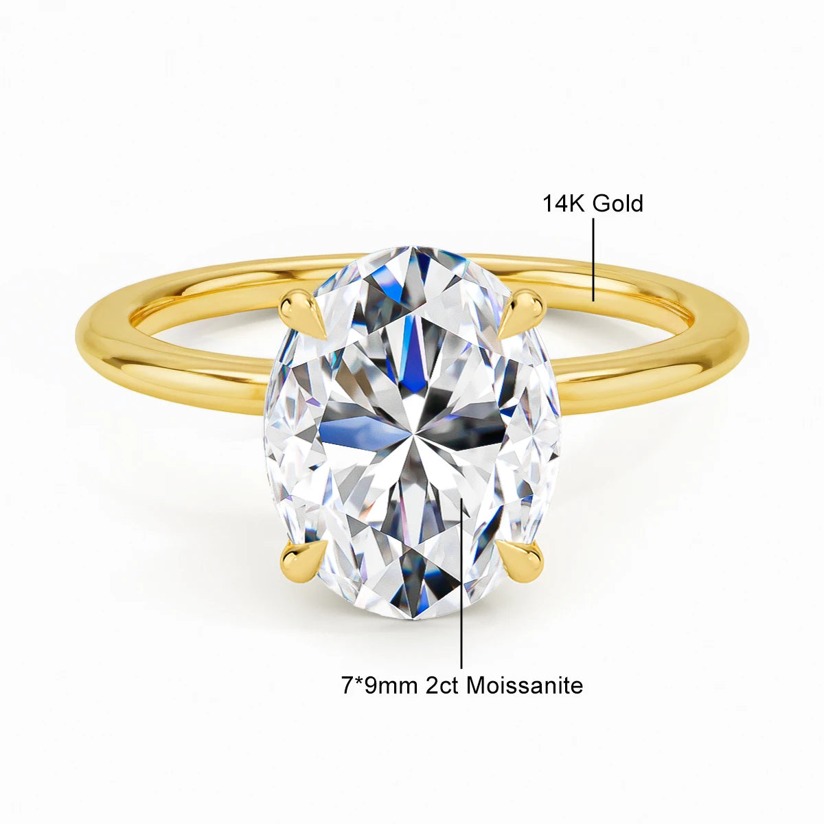 14K Gold Oval Moissanite Engagement Ring