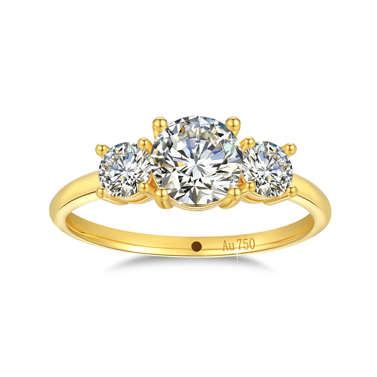 18K Gold 3-Stone Moissanite Ring – Certified Luxury Engagement Jewelry