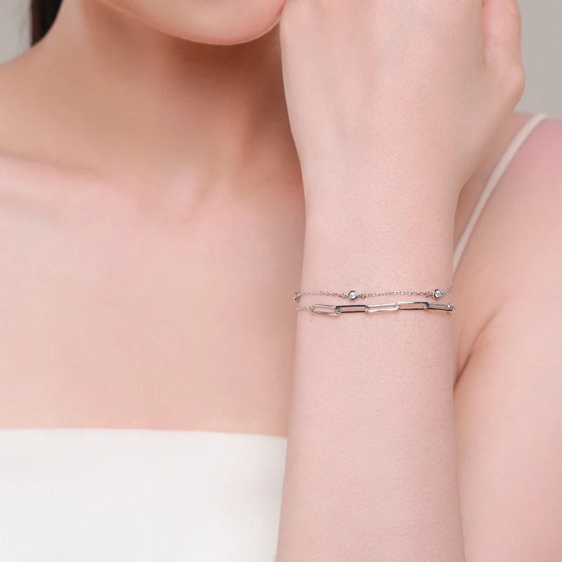 925 Sterling Silver Round Zirconia Adjustable Bracelet