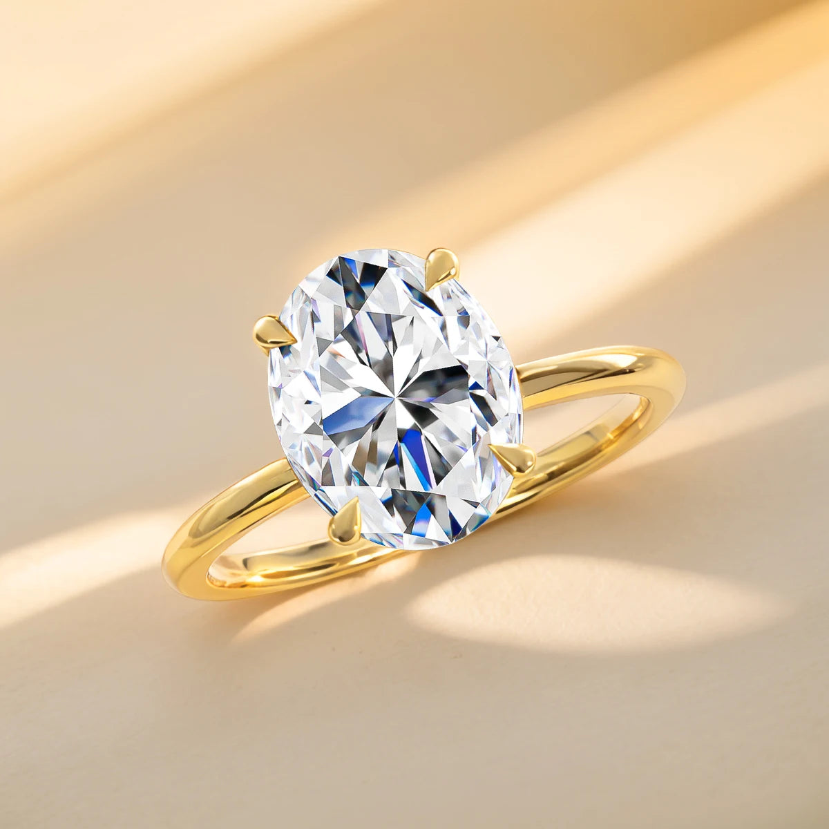 14K Gold Oval Moissanite Engagement Ring