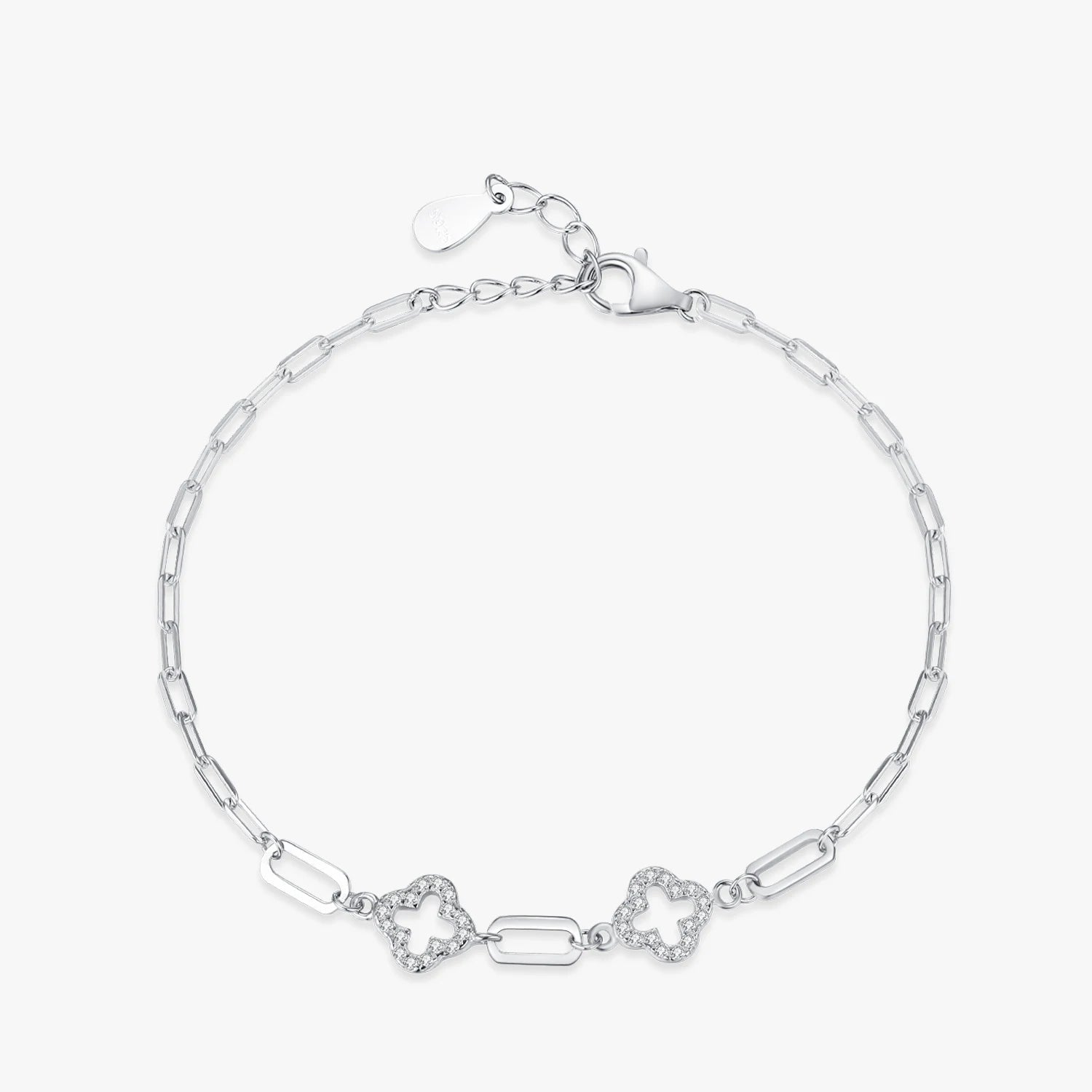 925 Sterling Silver Lucky Grass CZ Adjustable Bracelet