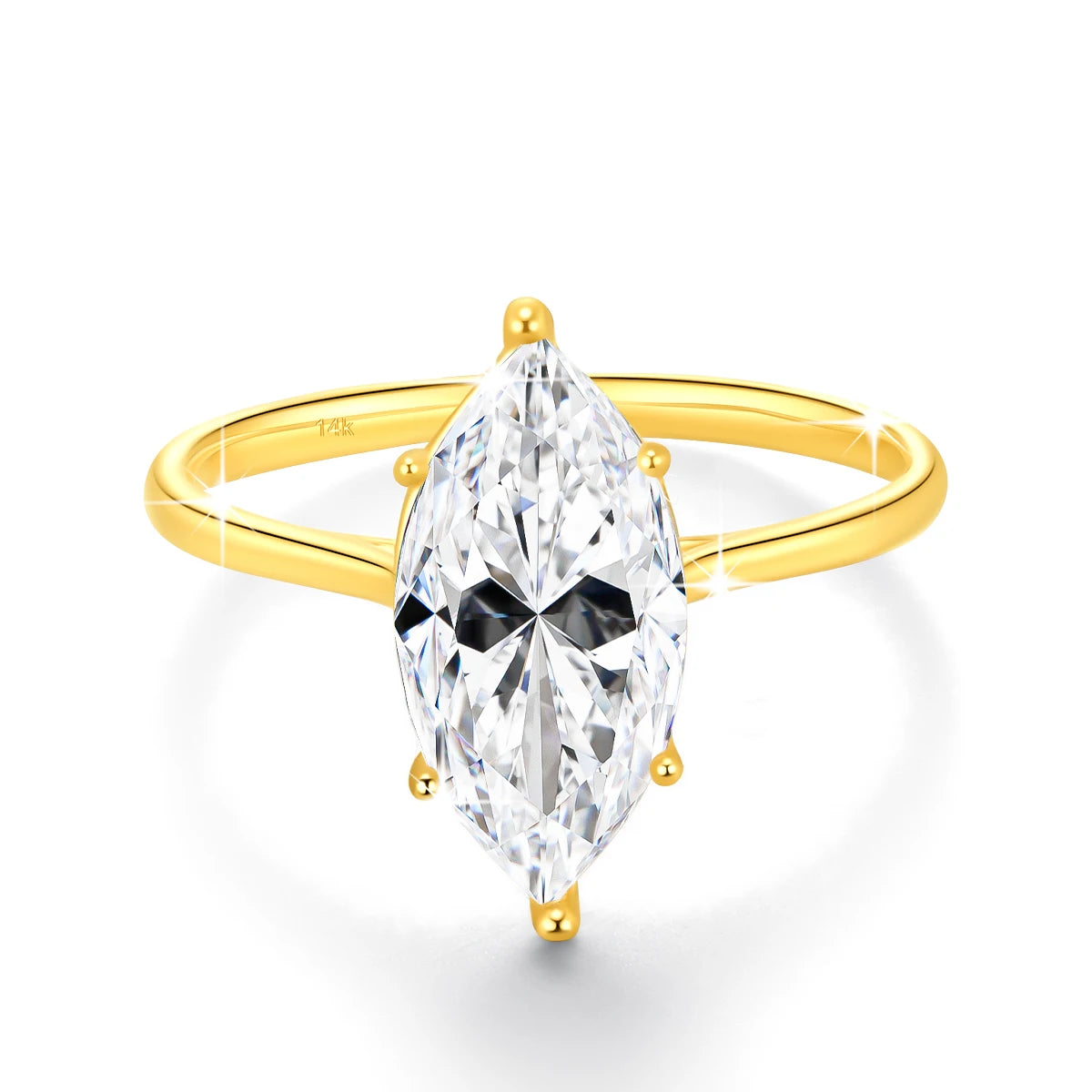14K Gold Marquise Cut Moissanite Ring – 3ct Certified