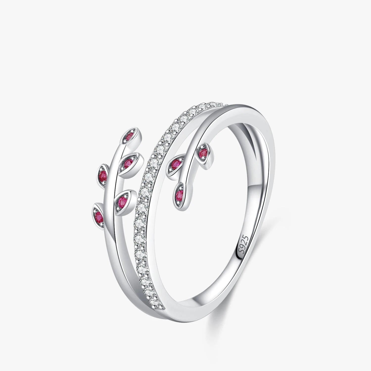 925 Sterling Silver Leaf CZ Ring
