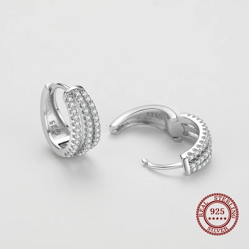 925 Sterling Silver CZ Hoop Earrings
