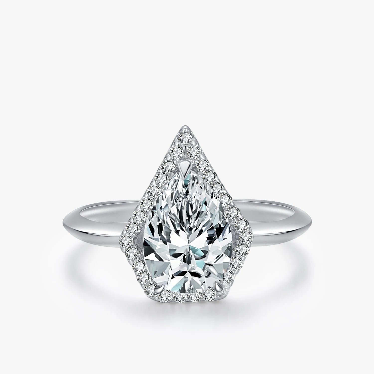 925 Sterling Silver Water Drop CZ Ring