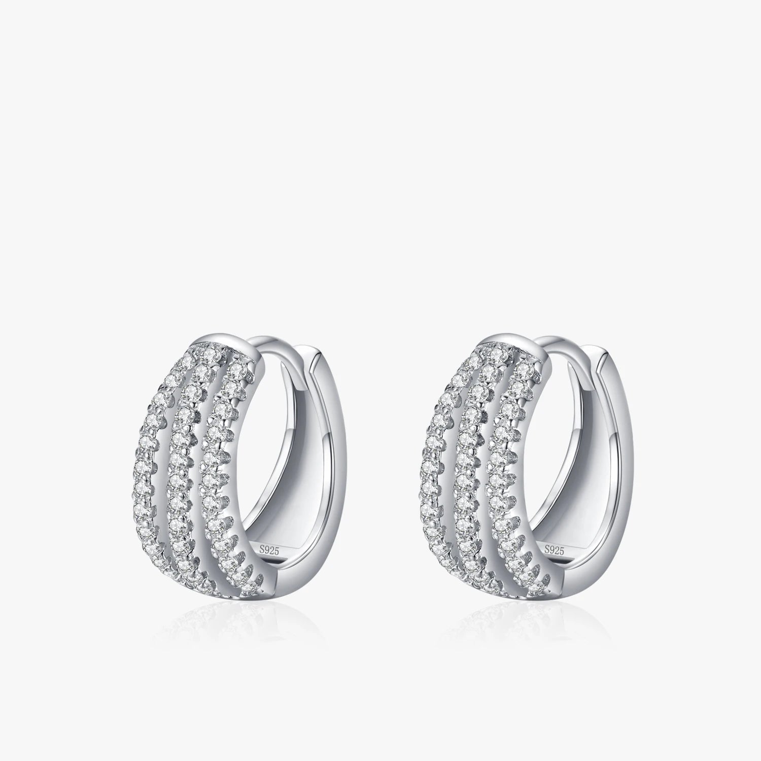 925 Sterling Silver CZ Hoop Earrings