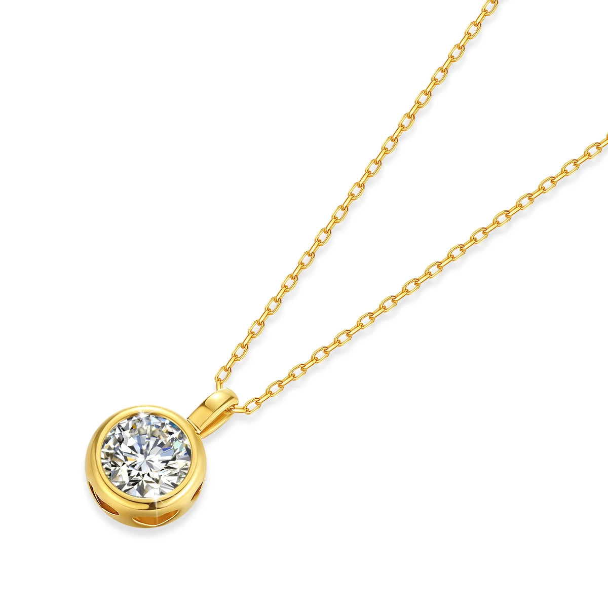 18K Gold 1ct Moissanite Pendant Necklace