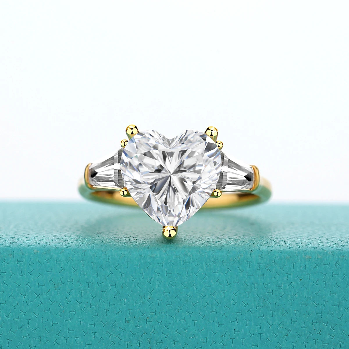 14K Gold Heart Moissanite Ring – 3ct Certified