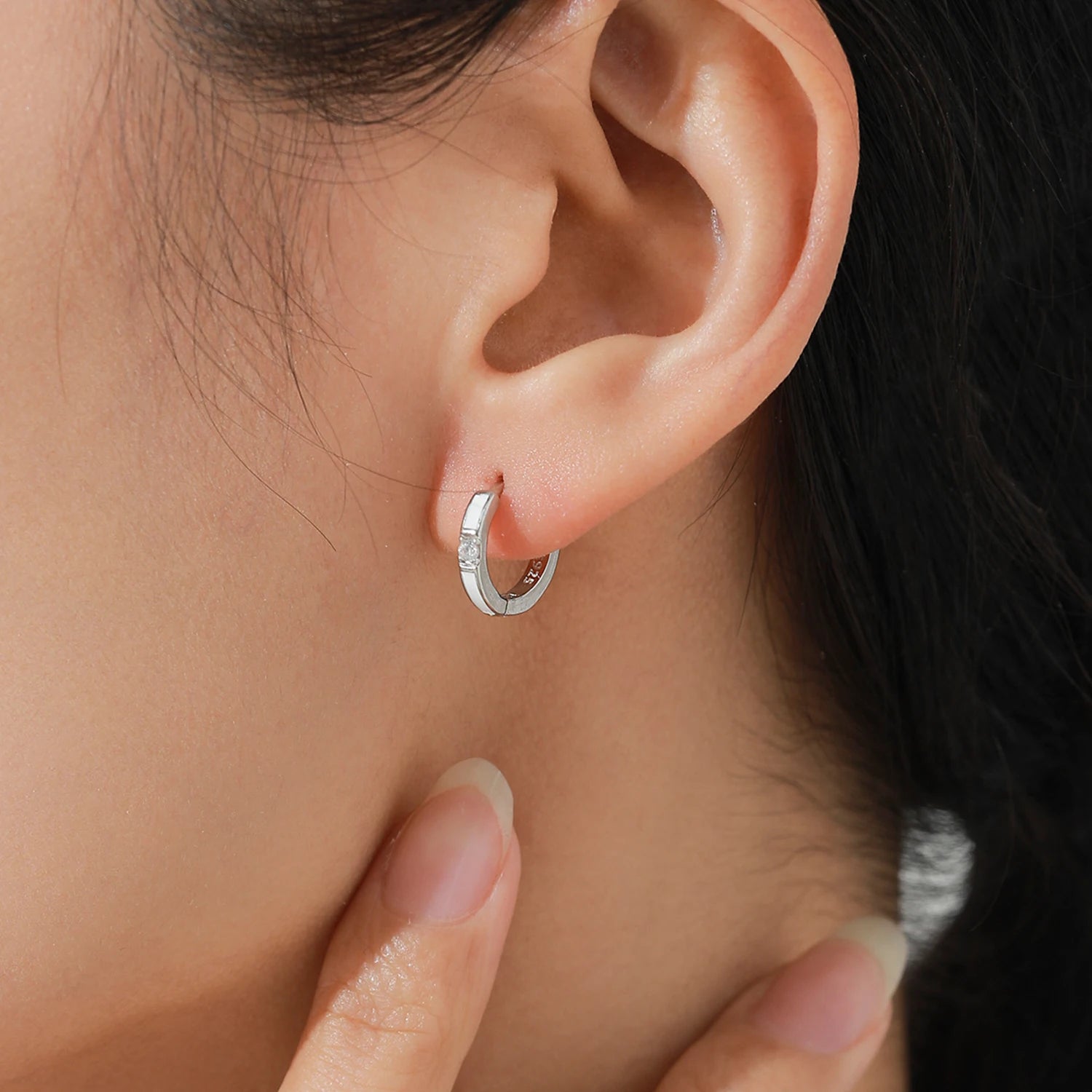 925 Sterling Silver White Enamel CZ Earrings