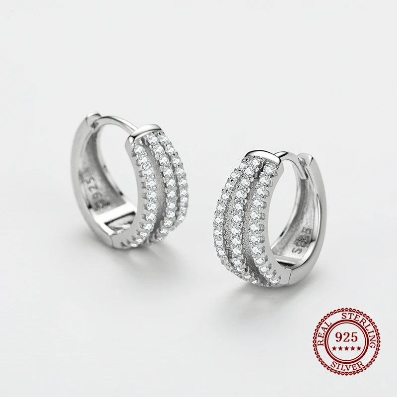 925 Sterling Silver CZ Hoop Earrings