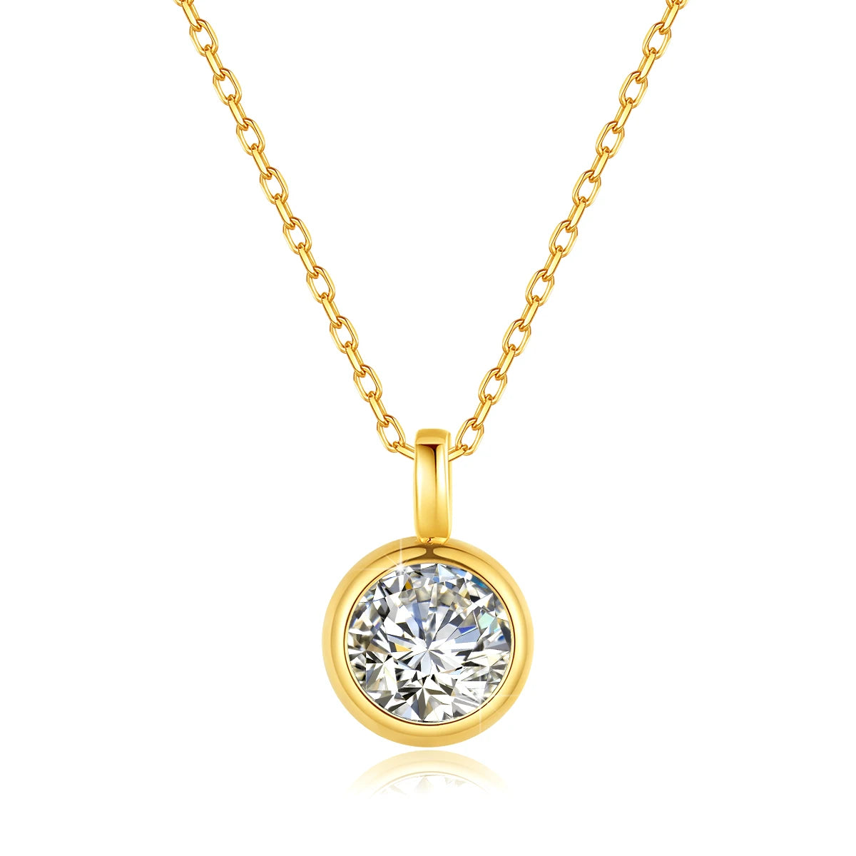 18K Gold 1ct Moissanite Pendant Necklace