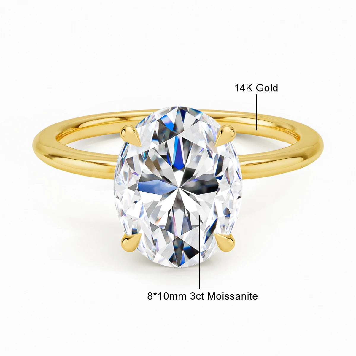 14K Gold Oval Moissanite Engagement Ring
