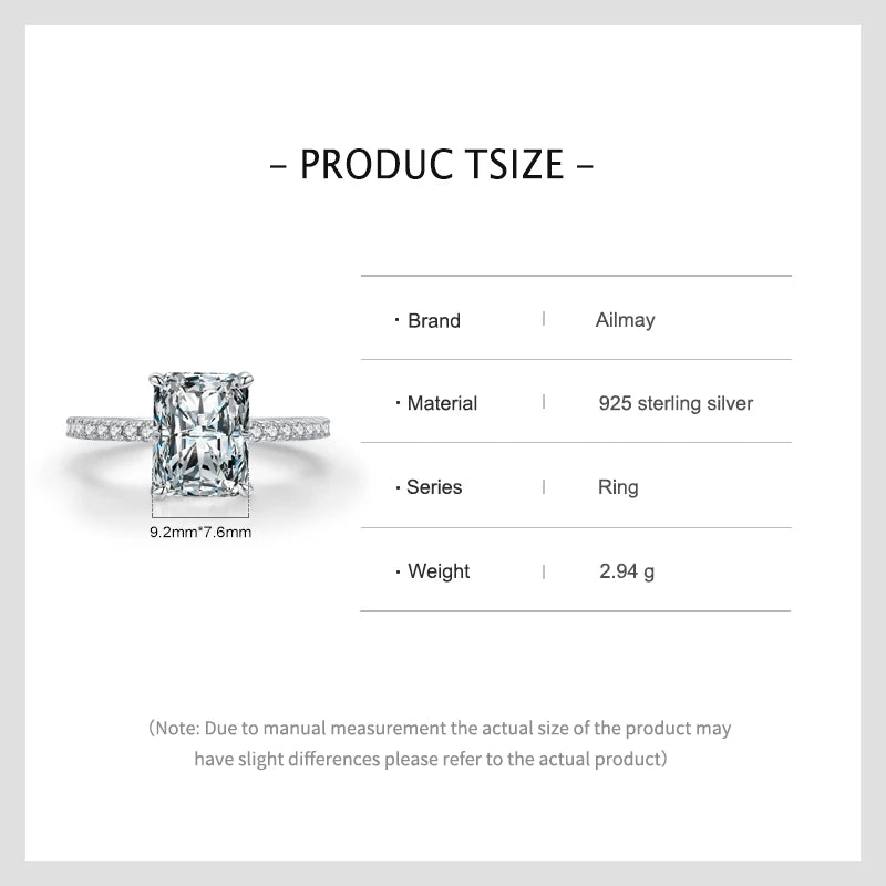 925 Sterling Silver Rectangle Zircon Ring