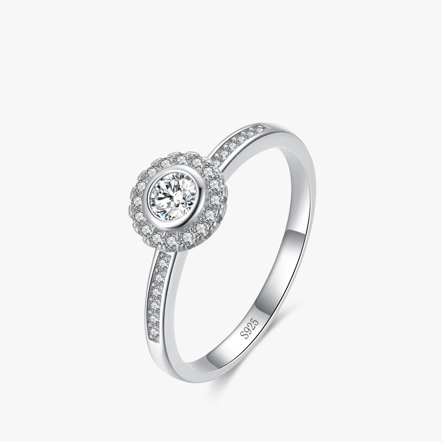 925 Sterling Silver Round CZ Engagement Ring