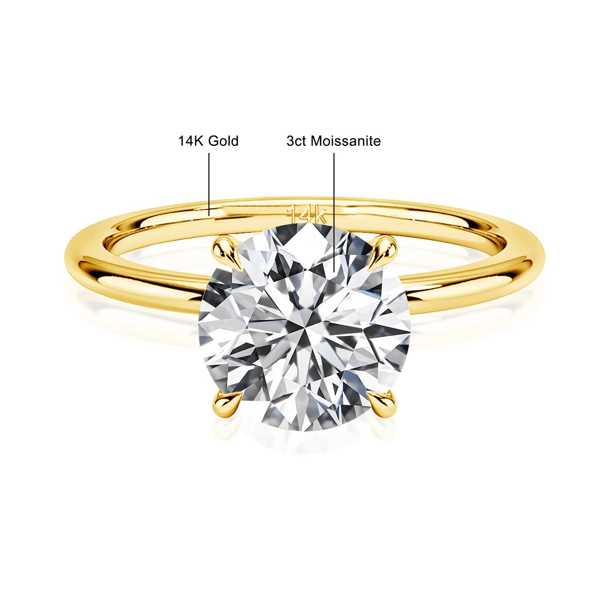 14K Gold Oval Moissanite Engagement Ring
