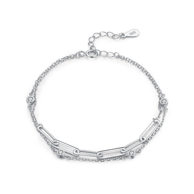 925 Sterling Silver Round Zirconia Adjustable Bracelet