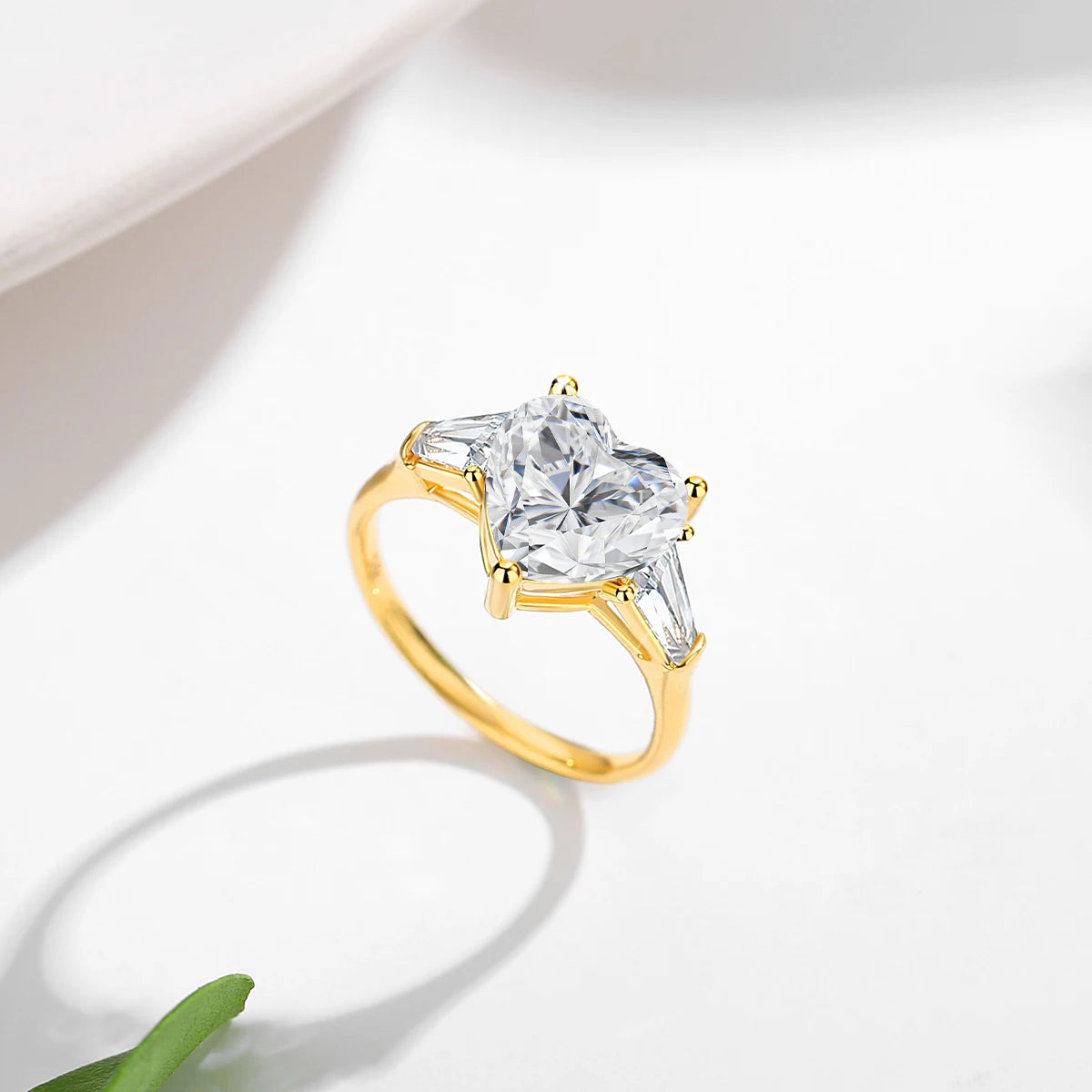 14K Gold Heart Moissanite Ring – 3ct Certified