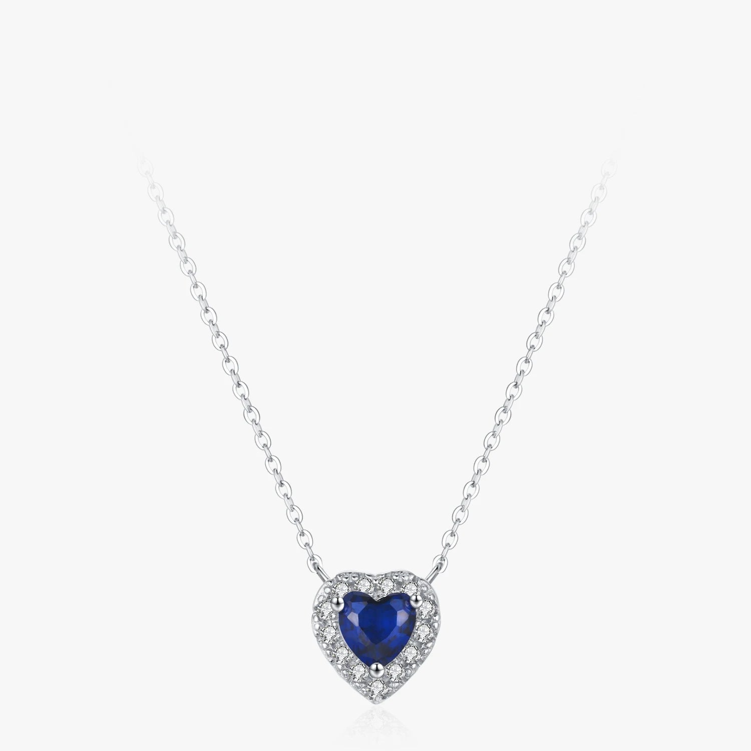 925 Sterling Silver Blue Heart “Love Forever” Pendant Necklace