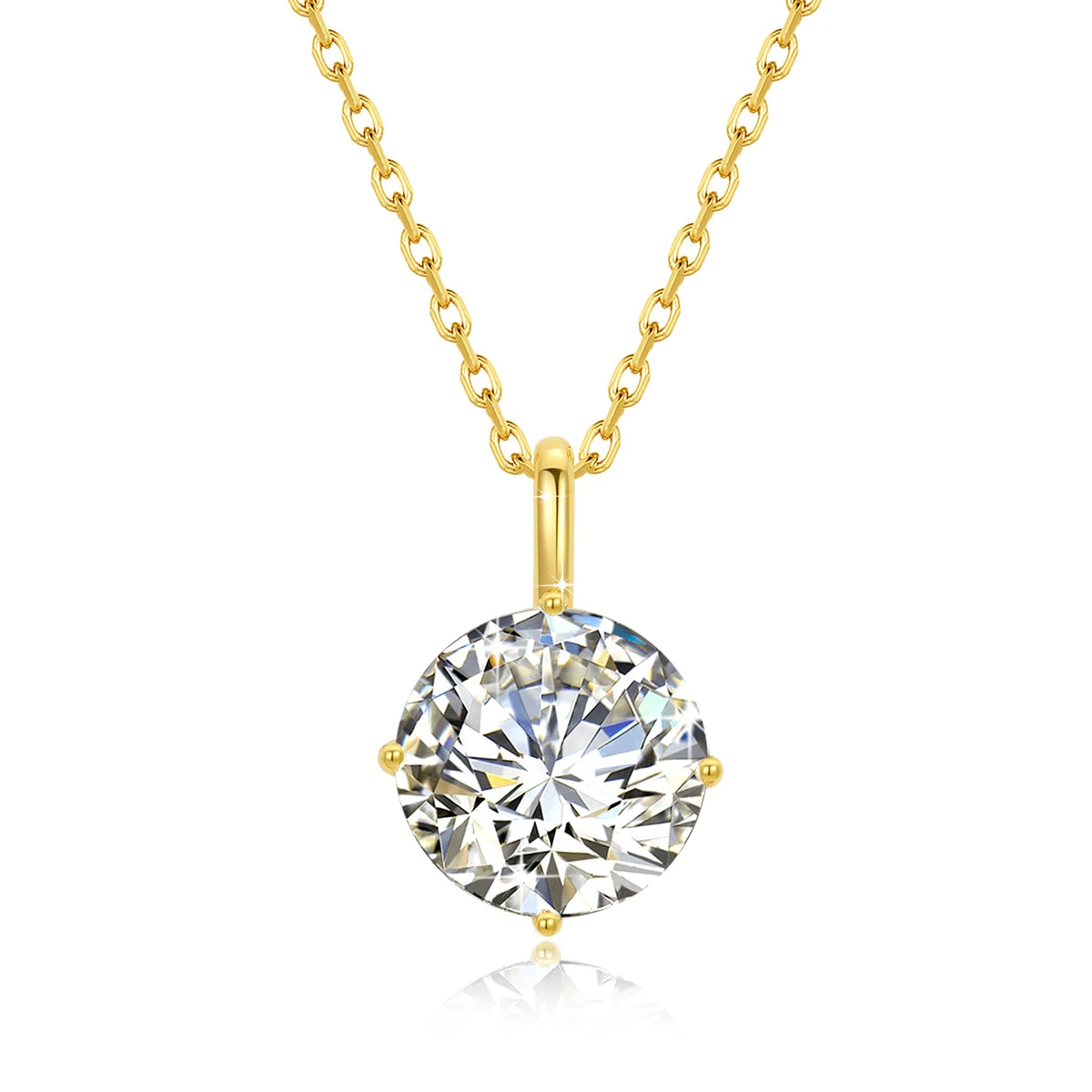 14K Gold Moissanite Pendant Necklace – 0.5ct to 3ct Certified