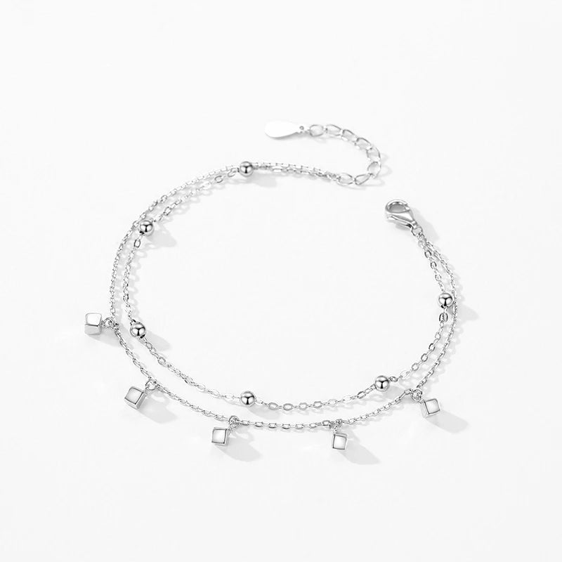925 Sterling Silver Block Line Chain Bracelet