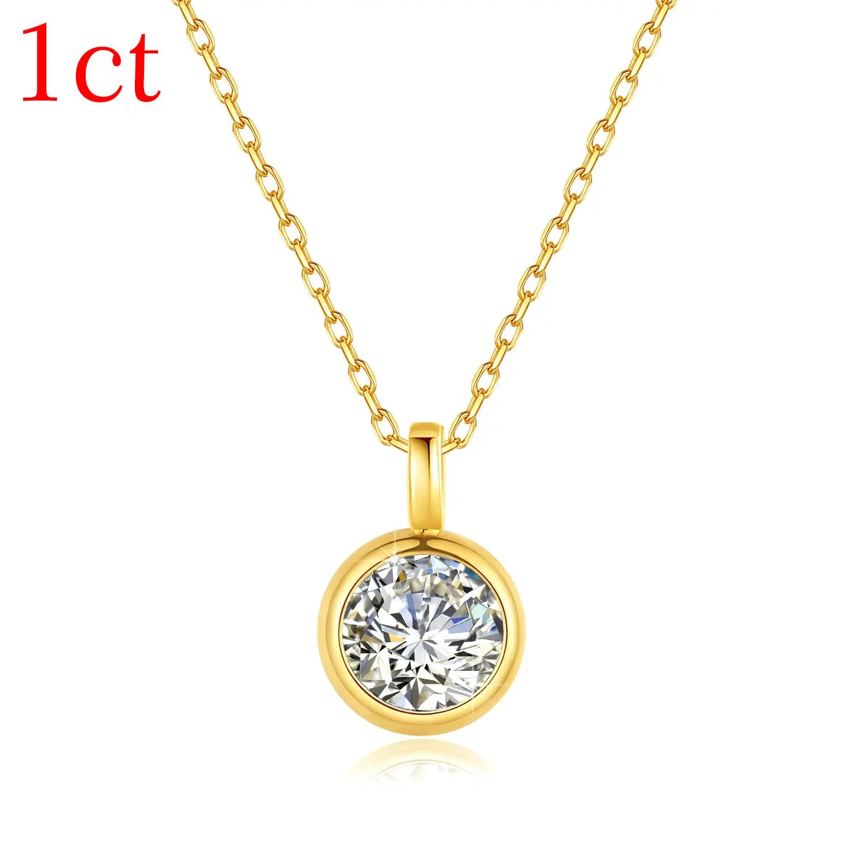 18K Gold 1ct Moissanite Pendant Necklace