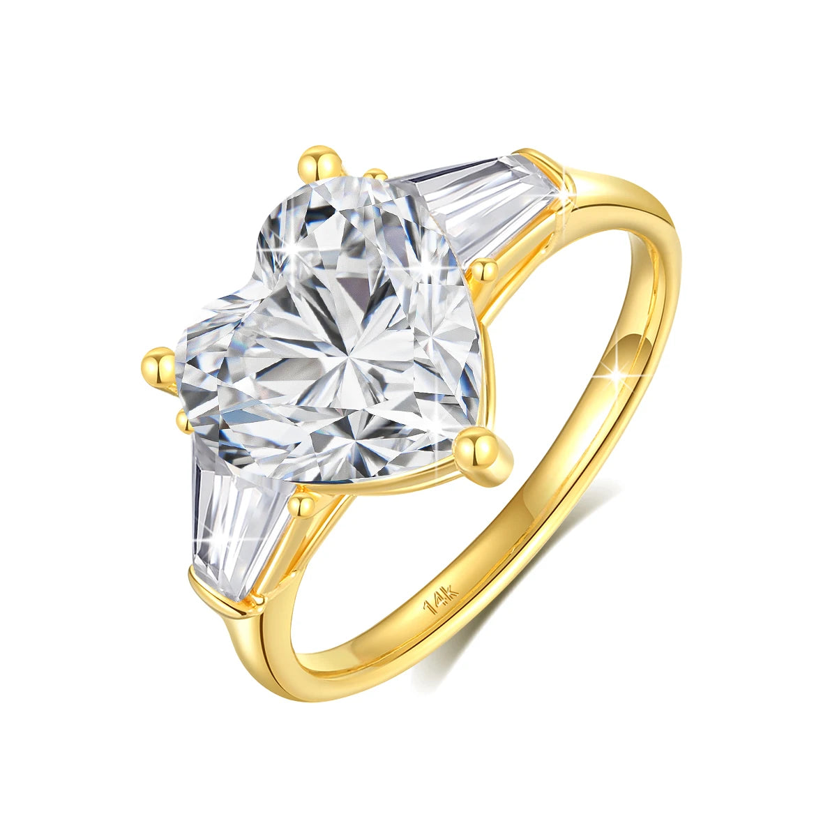 14K Gold Heart Moissanite Ring – 3ct Certified