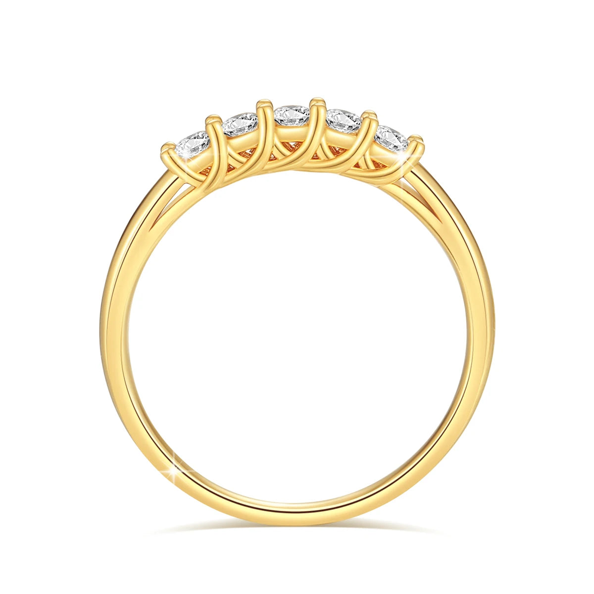 14K Gold Moissanite & Diamond Wedding Band