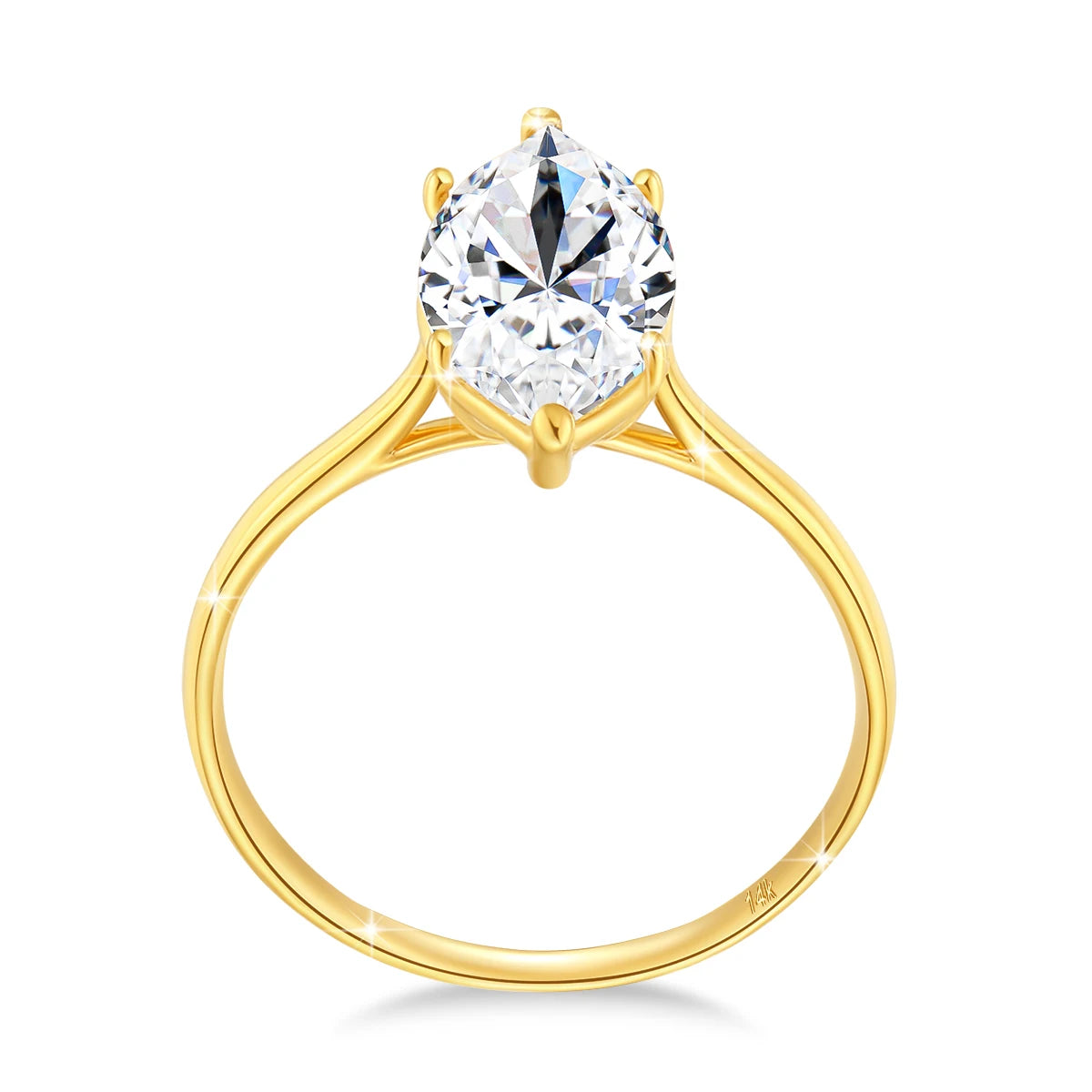 14K Gold Marquise Cut Moissanite Ring – 3ct Certified