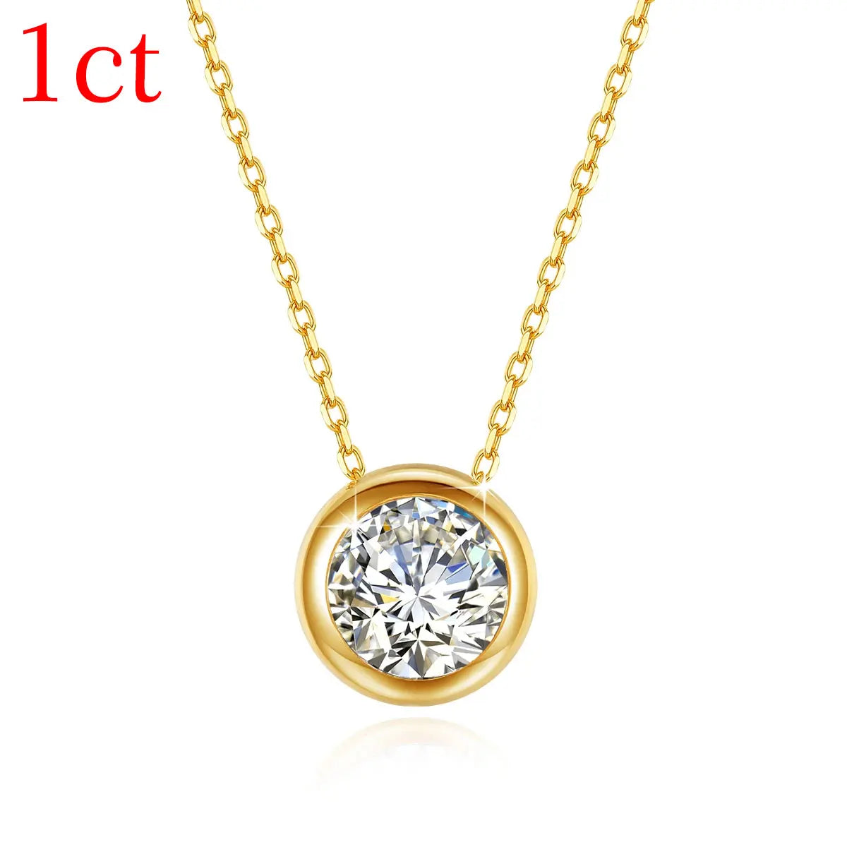 18K Gold 1ct Moissanite Pendant Necklace
