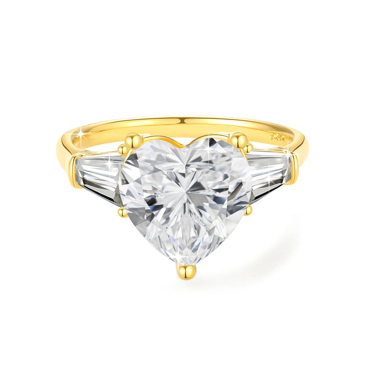 14K Gold Heart Moissanite Ring – 3ct Certified