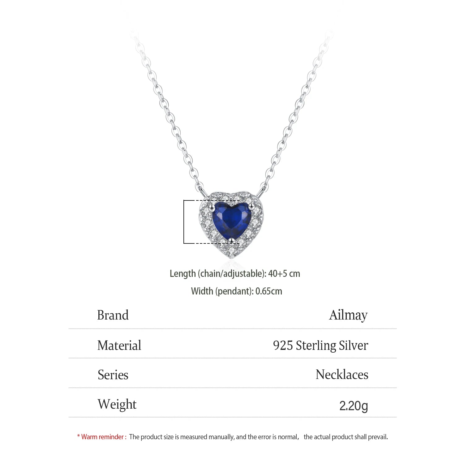 925 Sterling Silver Blue Heart “Love Forever” Pendant Necklace